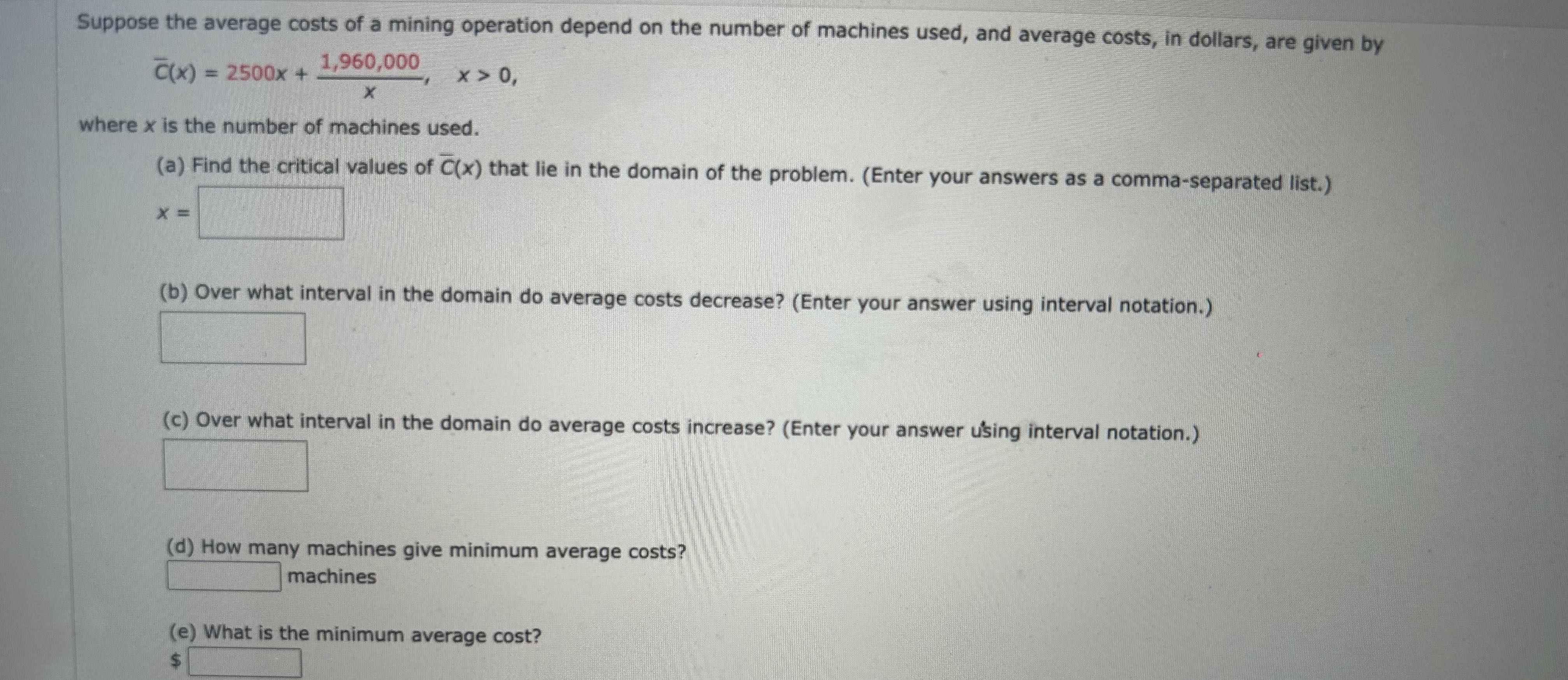 Solved uppose the average costs of a mining operation depend | Chegg.com