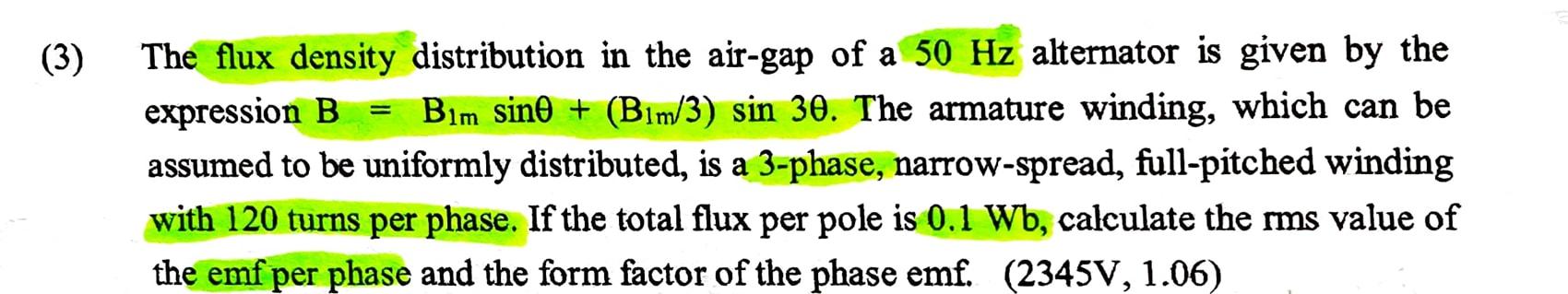 Solved The flux density distribution in the air-gap of a 50 | Chegg.com