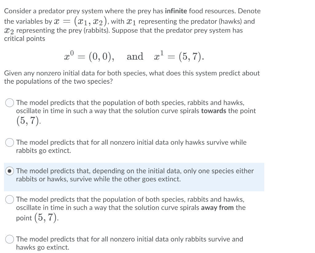 Consider a predator prey system where the prey has | Chegg.com