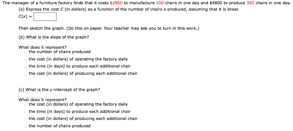 Solved The manager of a furniture factory finds that it | Chegg.com