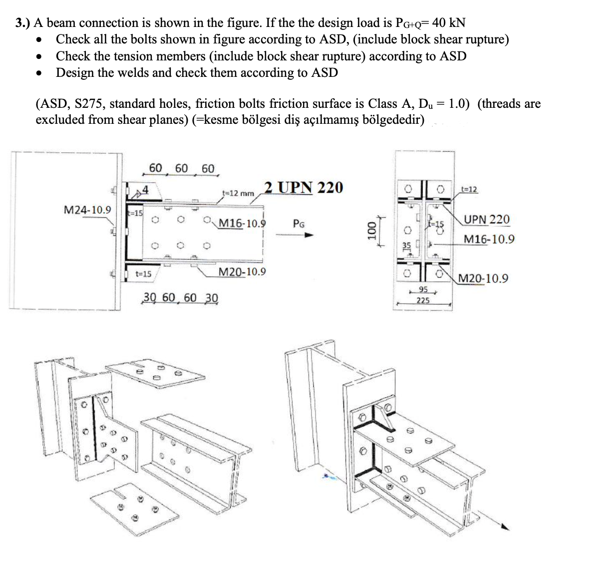 3.) A beam connection is shown in the figure. If the | Chegg.com