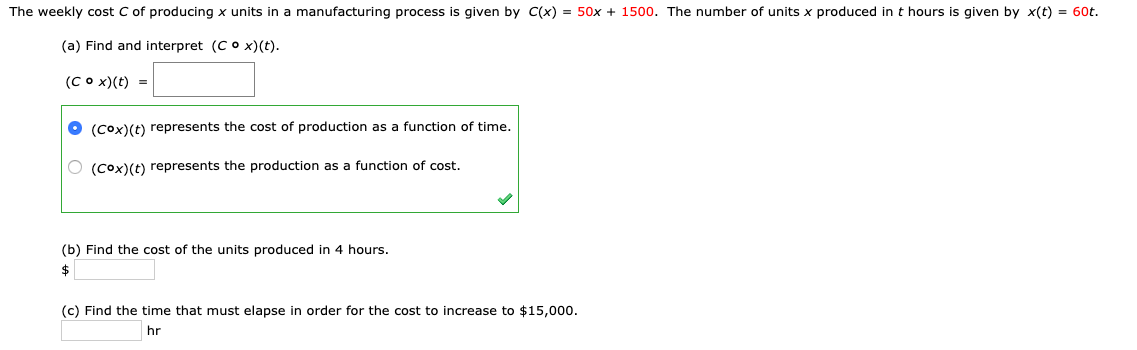 Solved The Weekly Cost Of Producing X Units In A Manufact Chegg Com