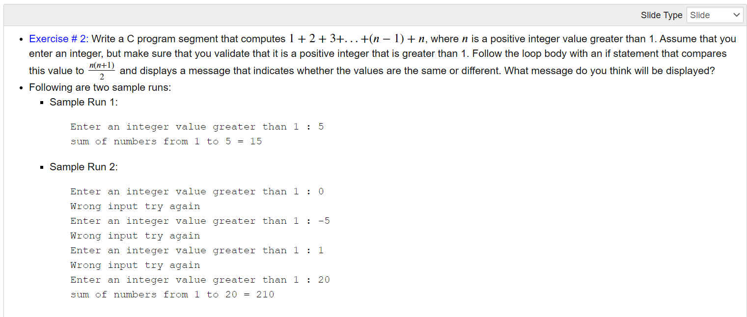 Solved Exercise # 2: Write a C program segment that computes | Chegg.com