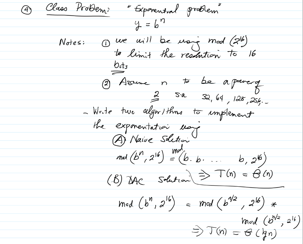 Algorithm class: It's an exponential problem where | Chegg.com