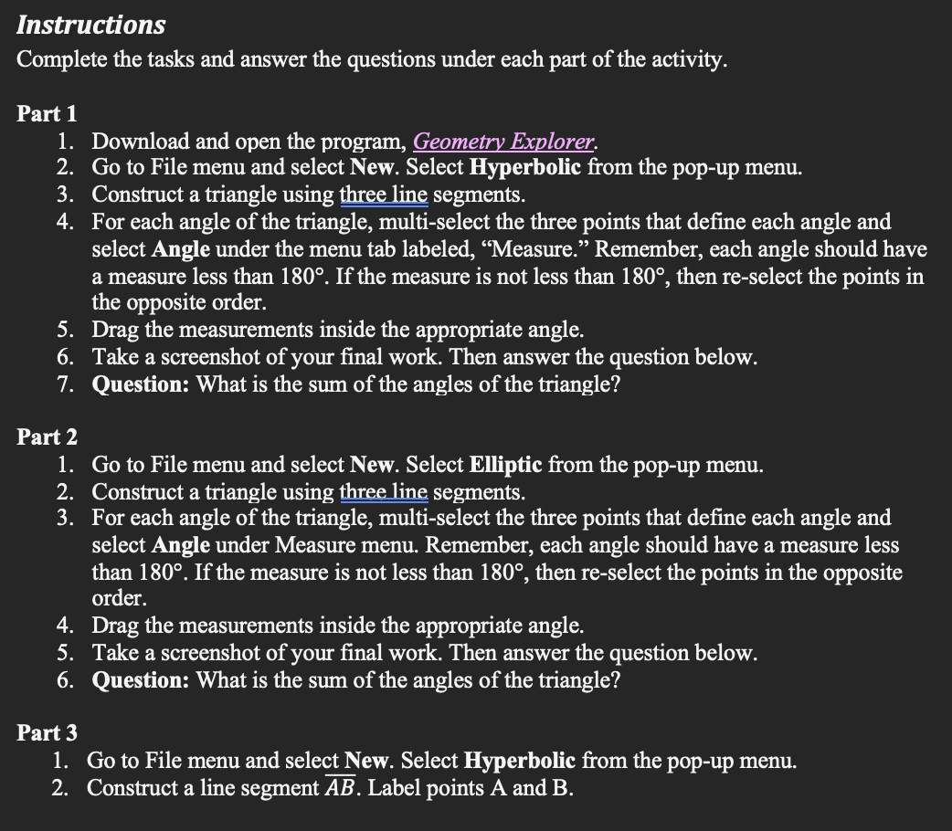 Instructions Complete the tasks and answer the | Chegg.com