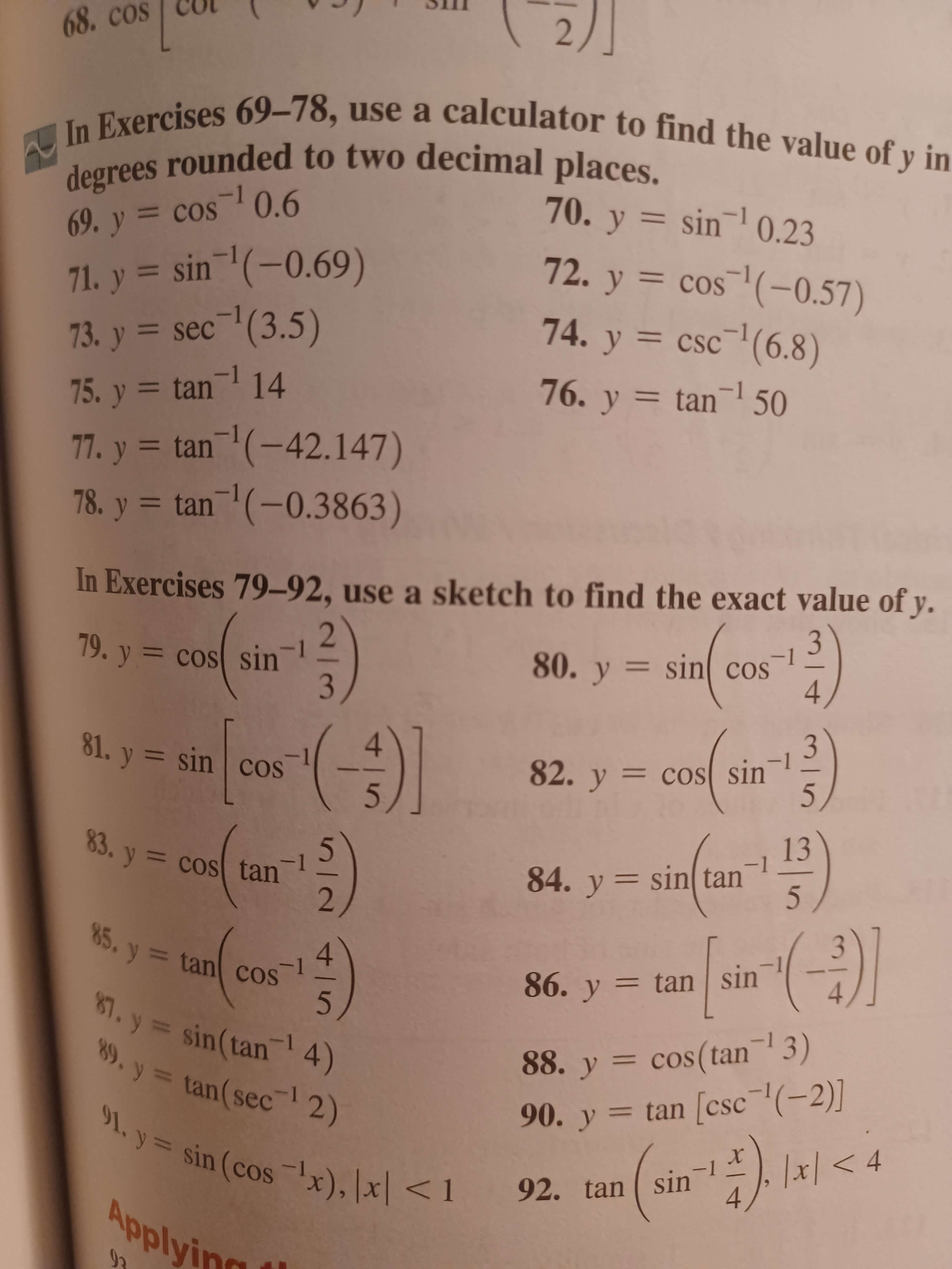 Solved In Exercises 69-78, use a calculator to find the | Chegg.com