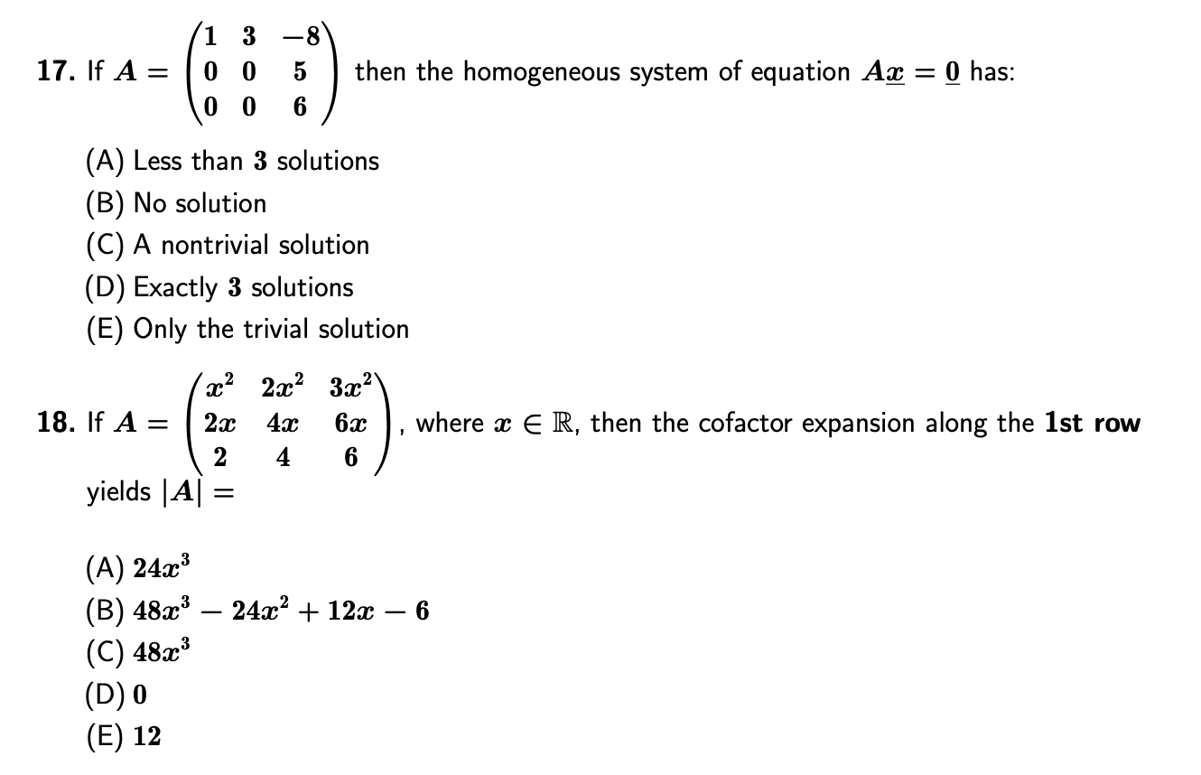 Solved 1 3 81 17 If A 100 5 Then The Homogeneous S Chegg Com