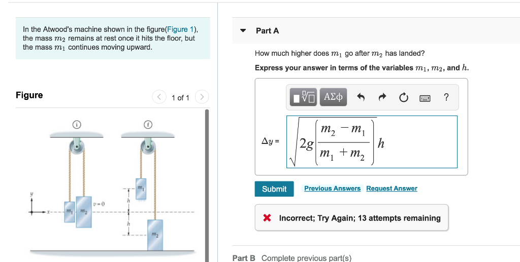 Solved In The Atwood's Machine Shown In The Figure(Figure 1) | Chegg.com