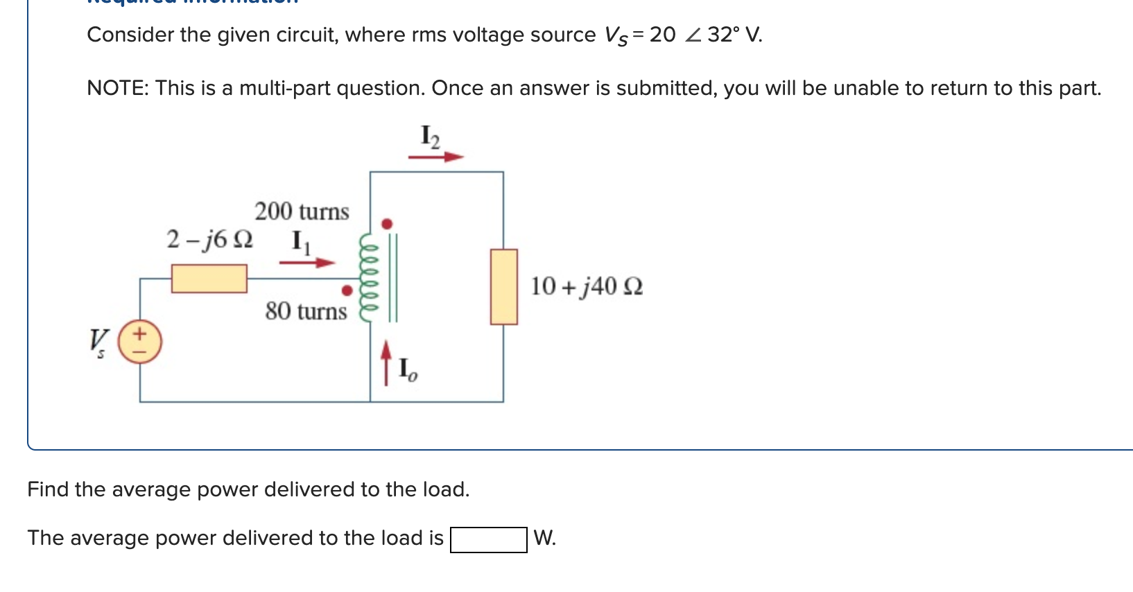 Solved Consider The Given Circuit, Where Rms Voltage Source | Chegg.com