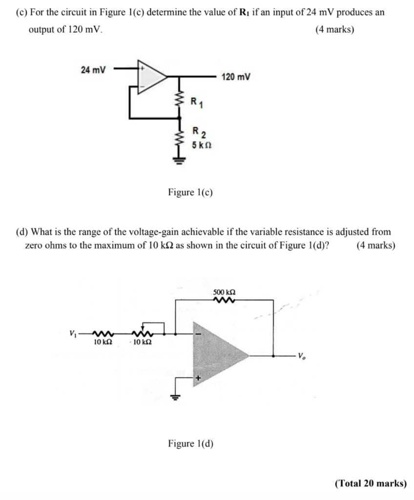 Solved (c) For the circuit in Figure 1(c) determine the | Chegg.com