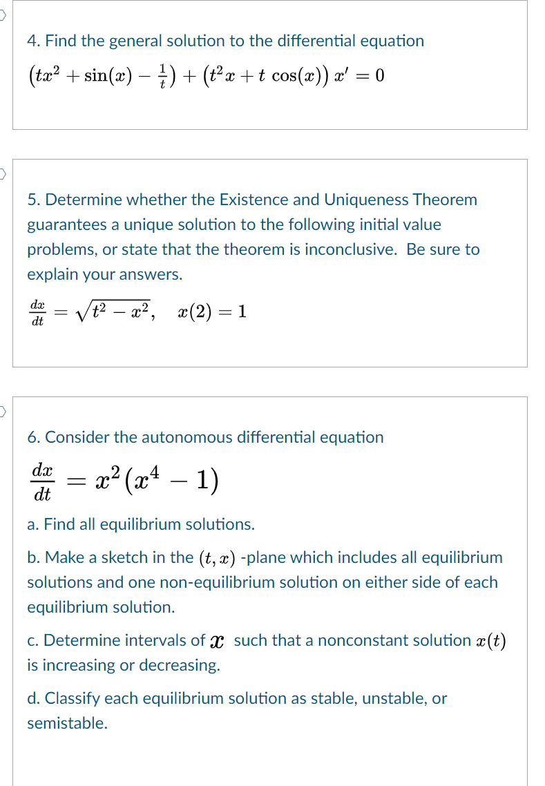 Solved > 4. Find the general solution to the differential | Chegg.com