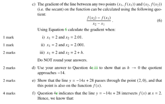 c) The gradient of the line between any two points | Chegg.com