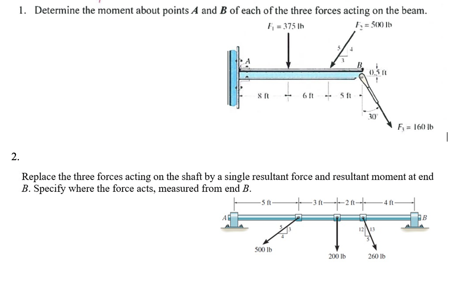 Solved 1. Determine The Moment About Points A And B Of Each | Chegg.com