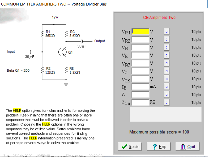 Solved COMMON EMITTER AMPLIFIERS TWO -- Voltage Divider Bias | Chegg.com