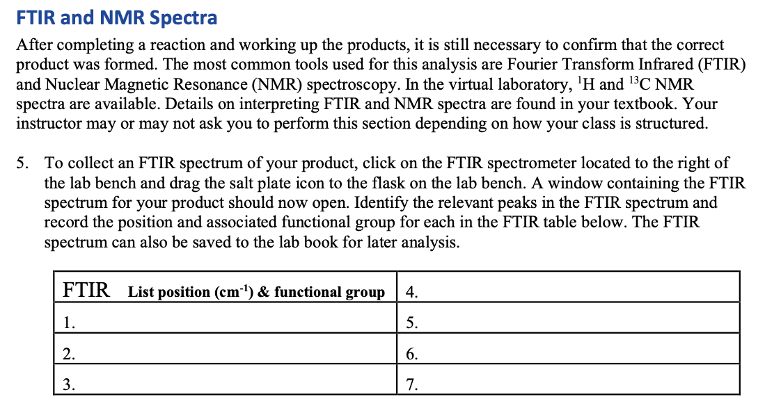 Solved FTIR and NMR Spectra After completing a reaction and | Chegg.com