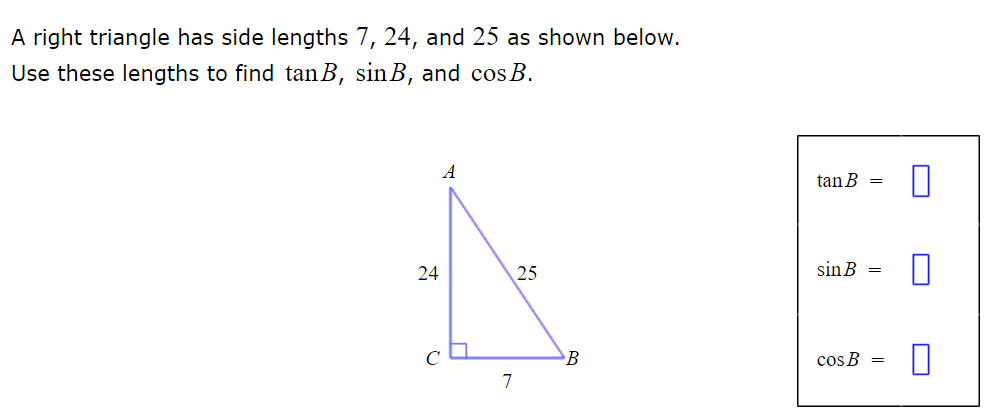 Solved A right triangle has side lengths 7 24 and 25 as Chegg