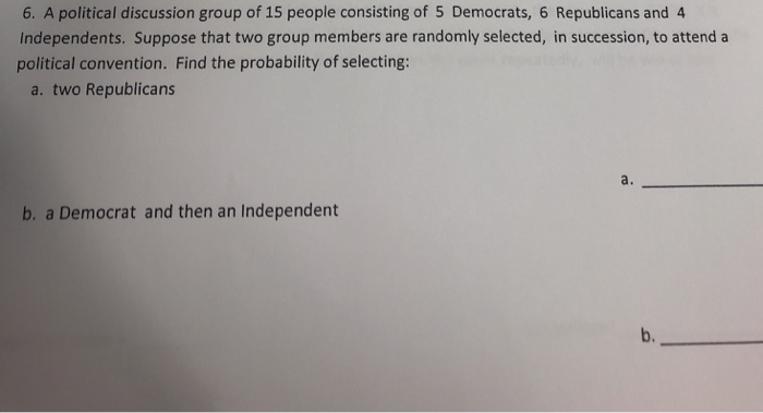 Solved 6. A Political Discussion Group Of 15 People | Chegg.com