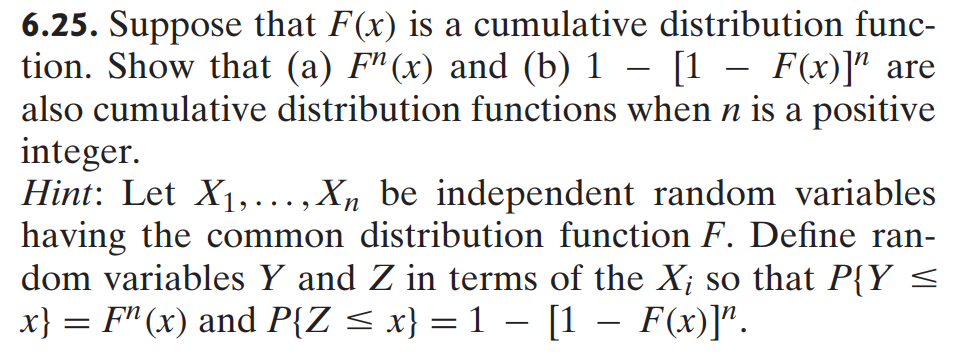 Solved 6.25. Suppose that F(x) is a cumulative distribution | Chegg.com