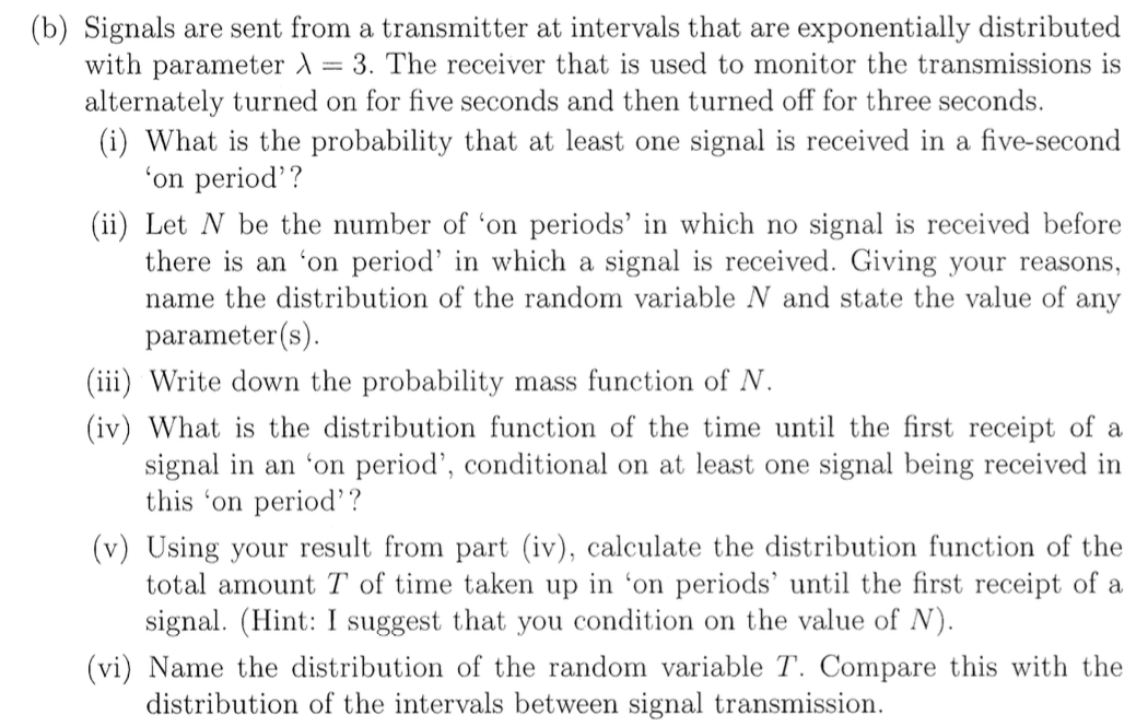 Solved (b) Signals Are Sent From A Transmitter At Intervals | Chegg.com