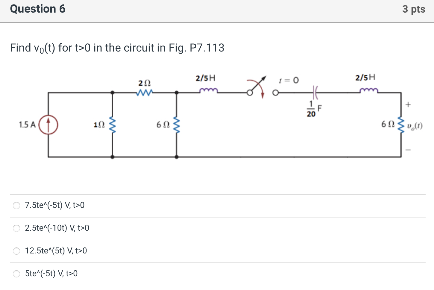 Solved Find V0 T For T 0 In The Circuit In Fig P7 113