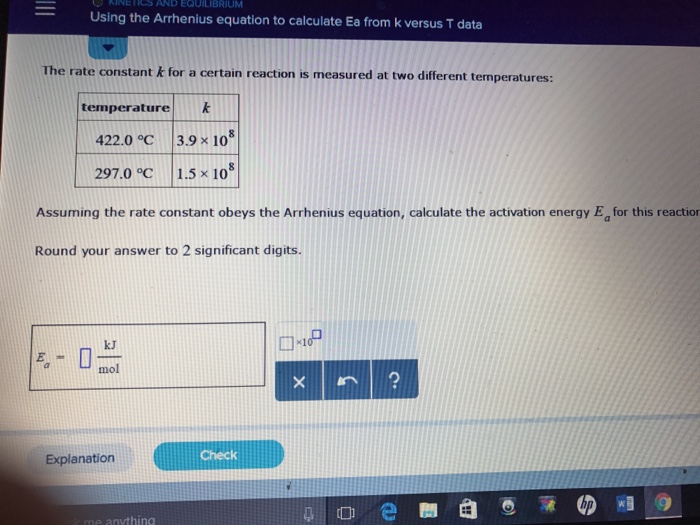 Solved The rate constant k for a certain reaction is
