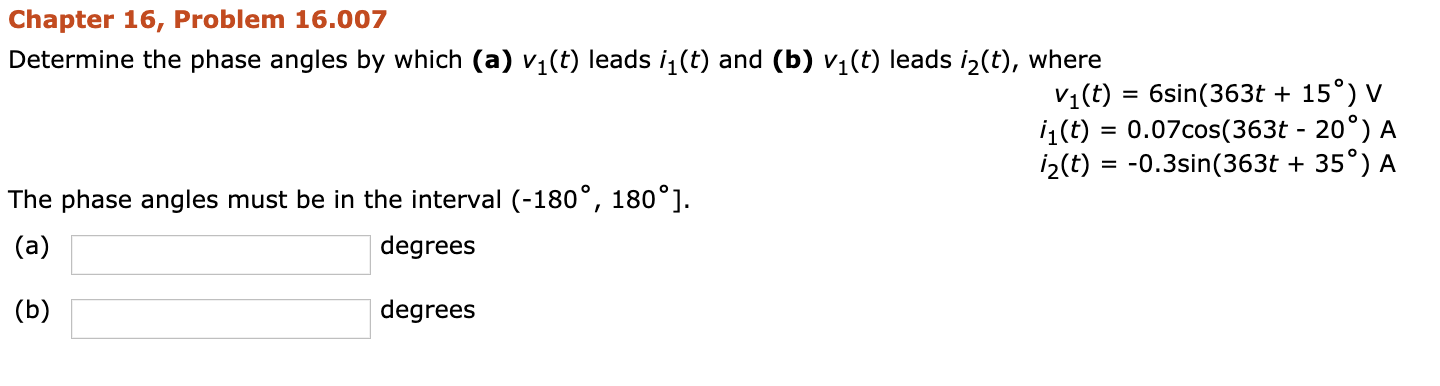 Solved Chapter 16, Problem 16.007 Determine the phase angles | Chegg.com