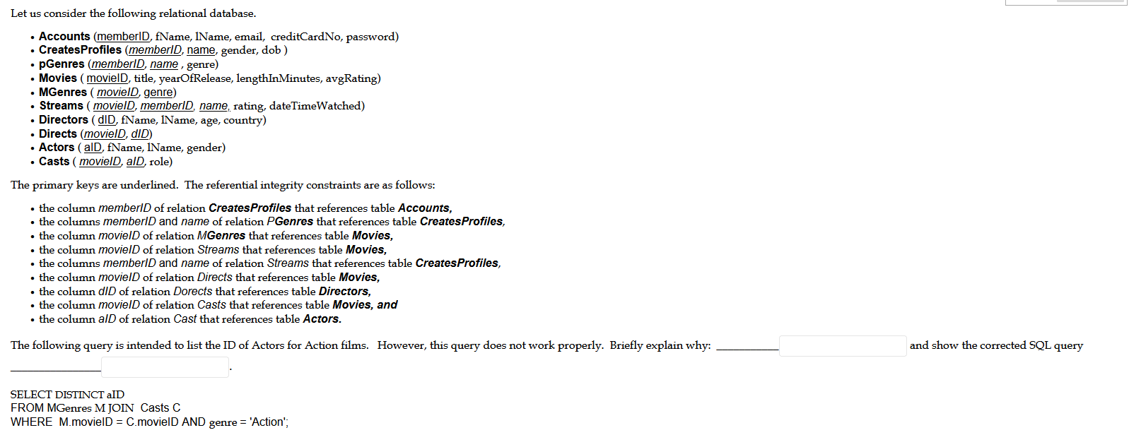 Solved Let us consider the following relational database. - | Chegg.com