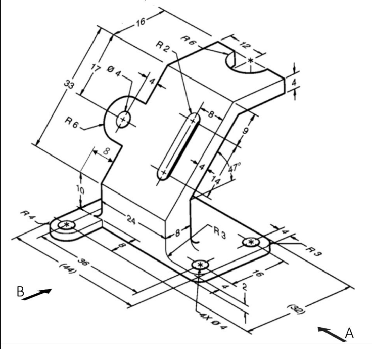 Solved Create a drawing of the object with third angle | Chegg.com