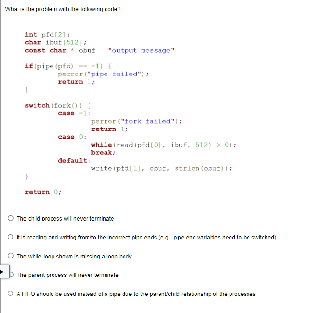 Solved That is the problem with the following code? The | Chegg.com