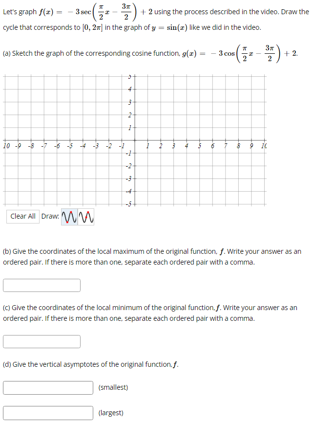 Solved 7T 37 Let's graph f(1) = 3 sec + 2 using the process | Chegg.com