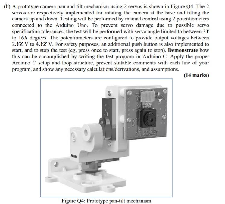 Solved (b) A prototype camera pan and tilt mechanism using 2 | Chegg.com