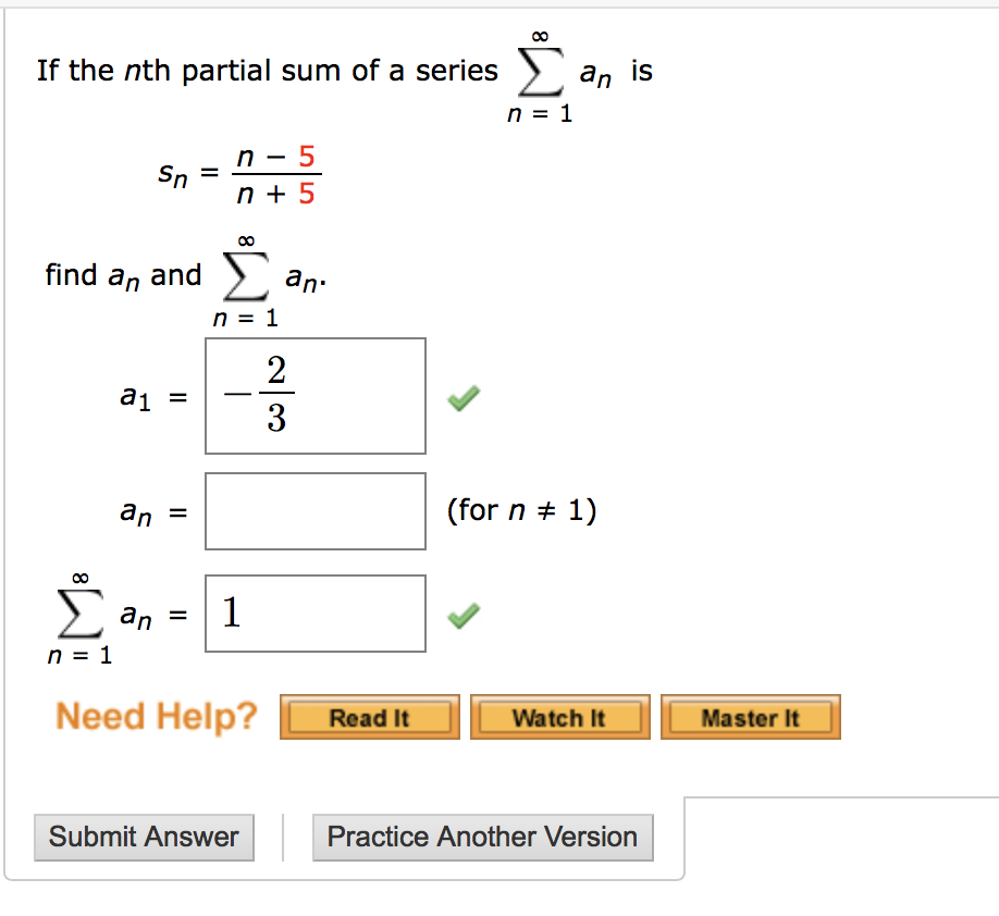 Solved If the nth partial sum of a series n = 1 n n – + 5 5 | Chegg.com