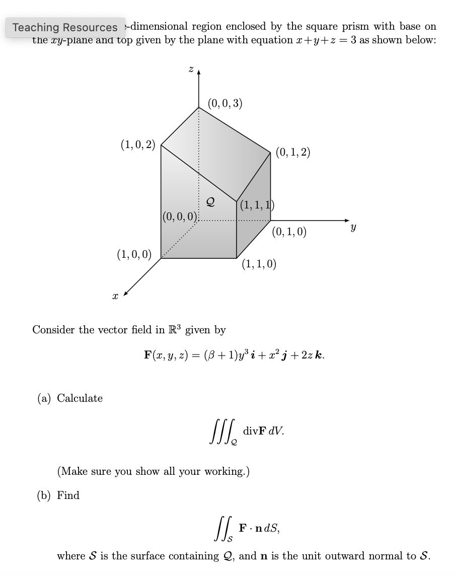 Solved Teaching Resources :-dimensional region enclosed by | Chegg.com