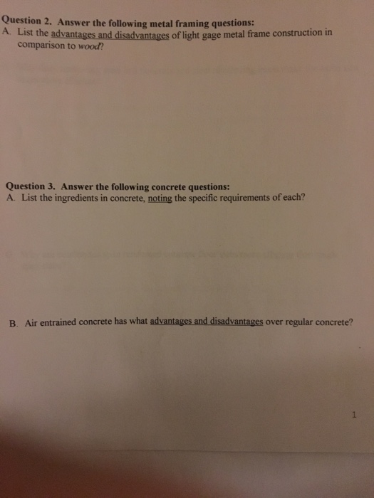Solved list the advantages and disadvantages of light gauge
