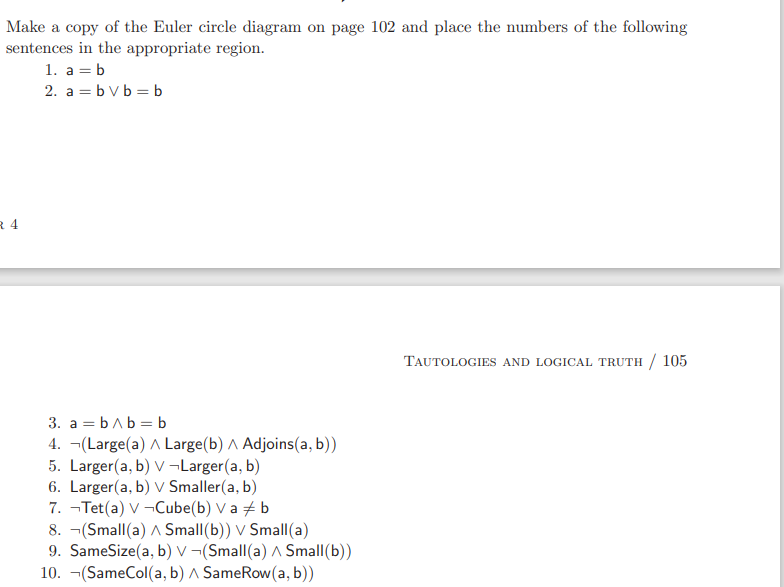 Make a copy of the Euler circle diagram on page 102 | Chegg.com