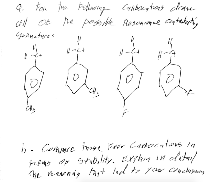 Solved a. For the following carbocations draw all of the | Chegg.com