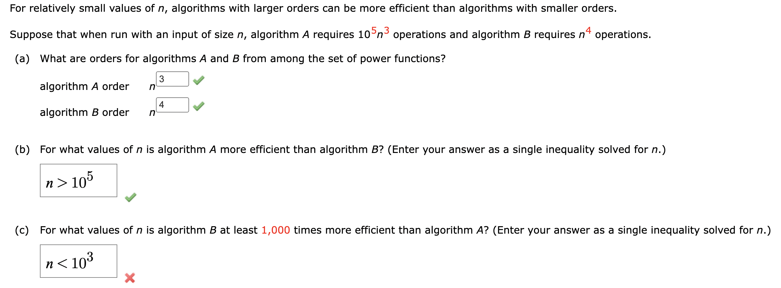 Solved For Relatively Small Values Of N, Algorithms With | Chegg.com