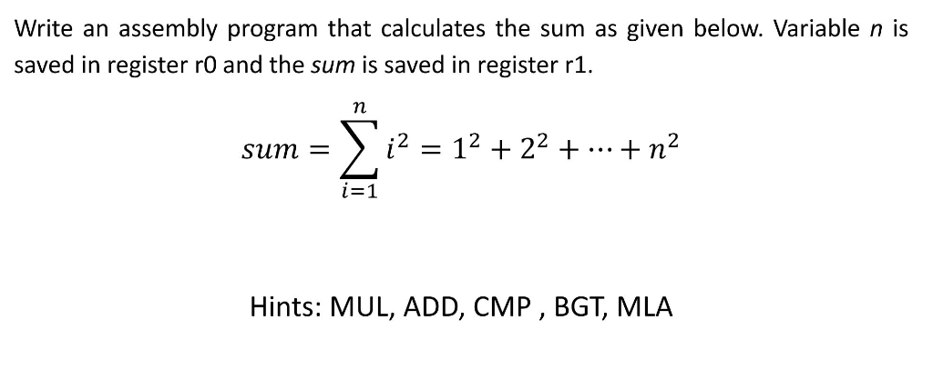 Assembly Sum Example Solved Write an assembly program that calculates the sum as | Chegg.com