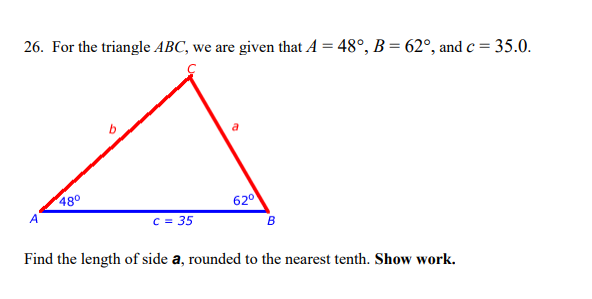 Solved 26. For the triangle ABC, we are given that | Chegg.com