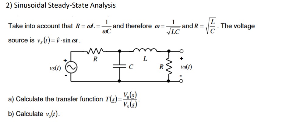 Solved Sinusoidal Steady-State AnalysisTake into account | Chegg.com