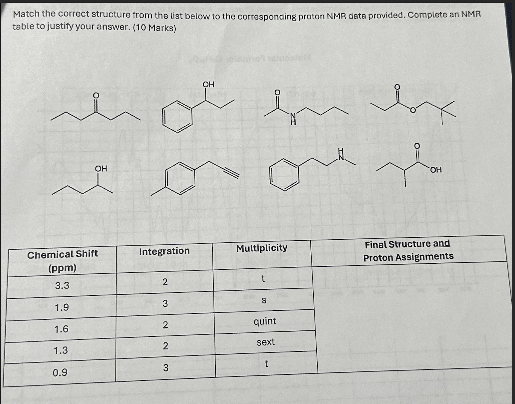Solved Match the correct structure from the list below to | Chegg.com