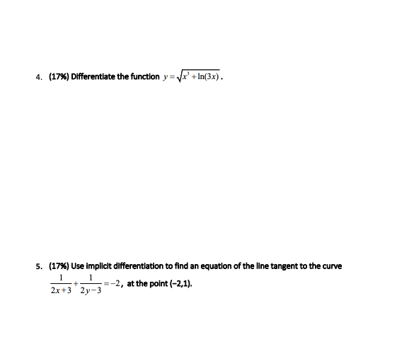 Solved 4 17 Differentiate The Function Y X3 Ln 3x 5