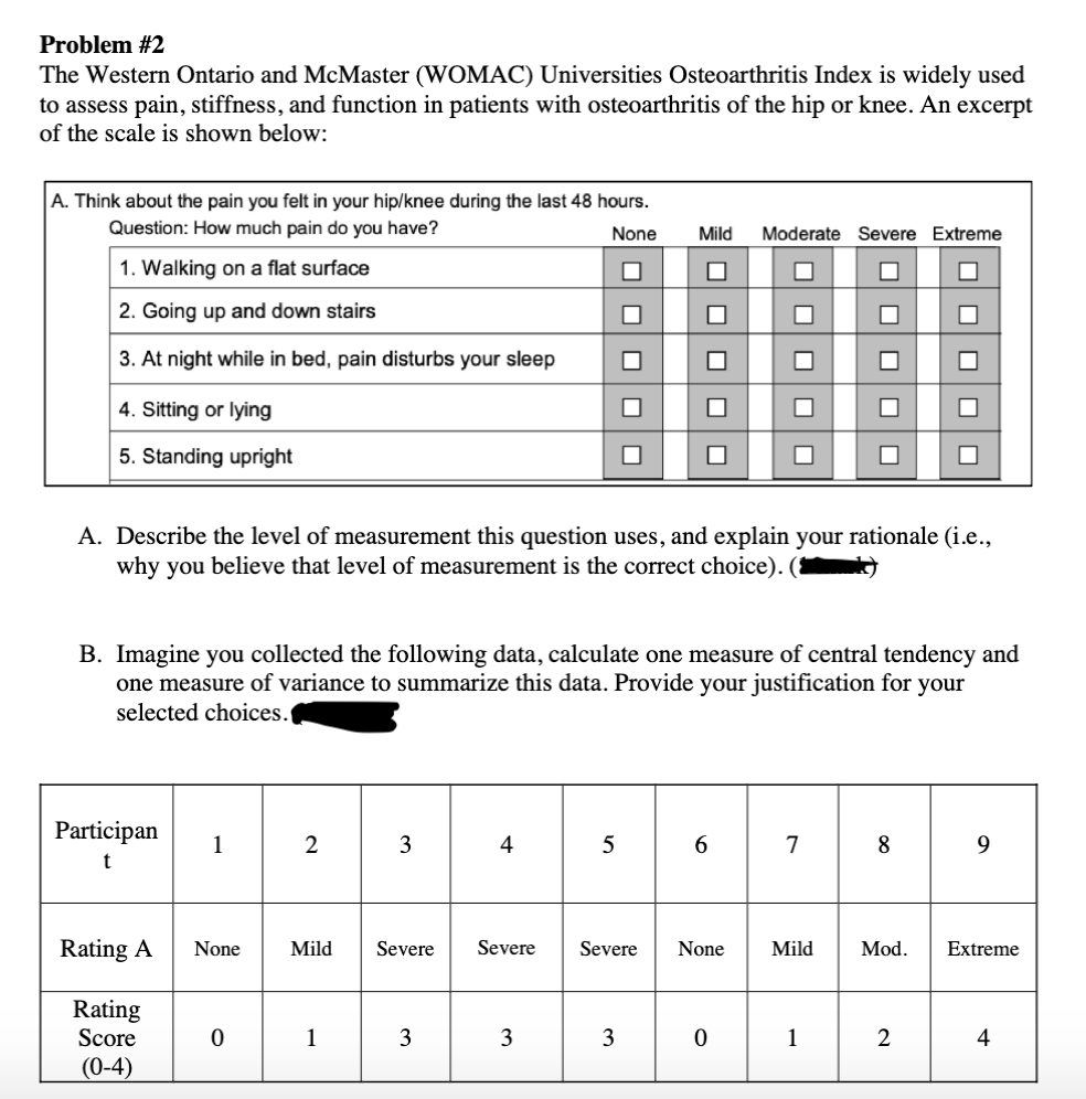 Solved Problem #2The Western Ontario and McMaster (WOMAC) | Chegg.com