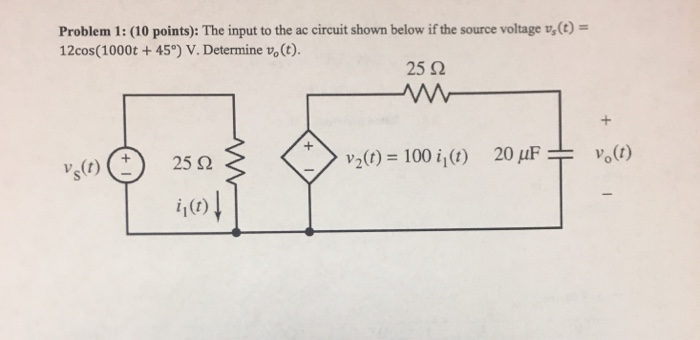 Solved Problem 1: (10 points): The input to the ac circuit | Chegg.com