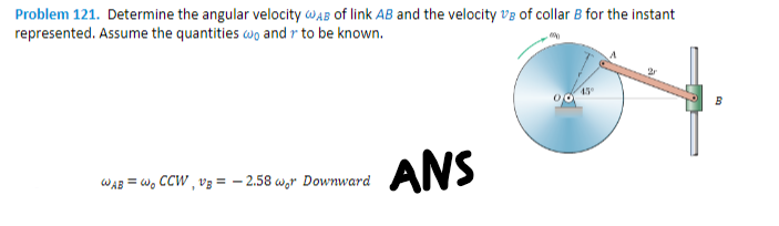 Solved Problem 121. Determine the angular velocity ωAB of | Chegg.com