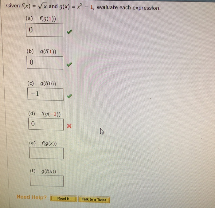 Solved Given Fx Vx And Gx X2 I Evaluate Each 3261