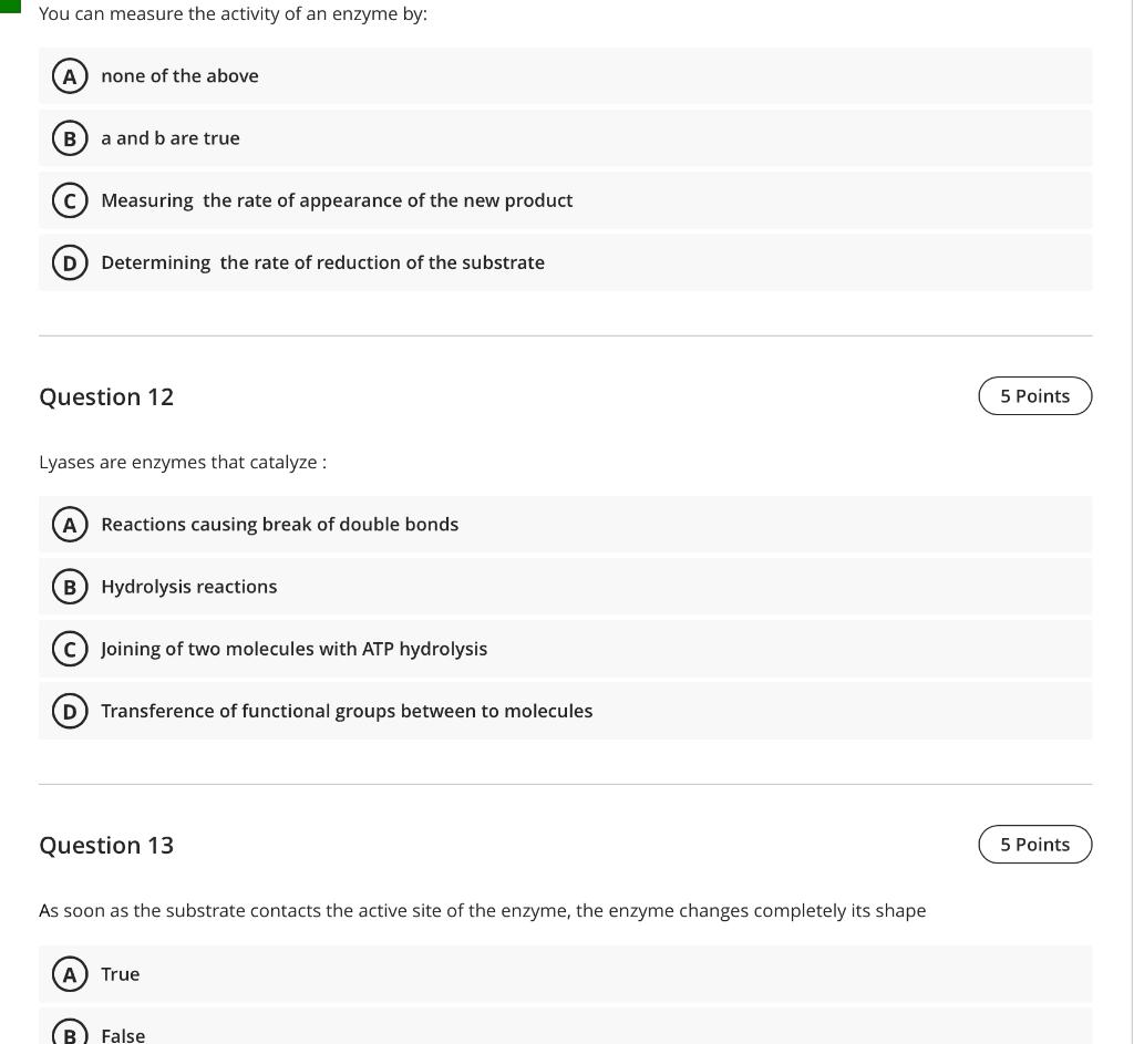 Solved You can measure the activity of an enzyme by: none of | Chegg.com