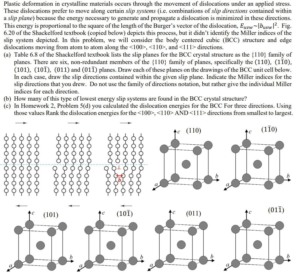 Solved Plastic deformation in crystalline materials occurs