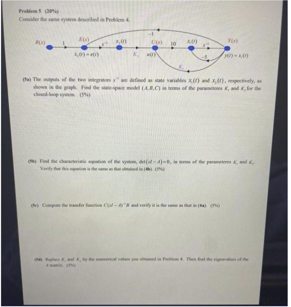 Solved Problem 5 (20%) Consider the same system described in | Chegg.com
