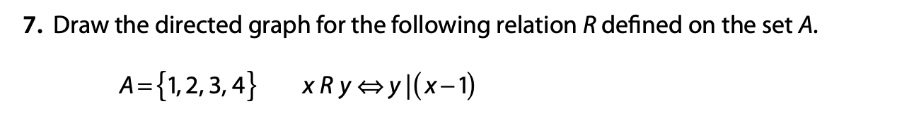 Solved 7. Draw the directed graph for the following relation | Chegg.com